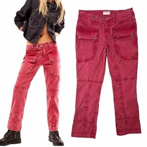 Free People We The Free Low Rise Red Moto Pants Grunge Indie Streetwear